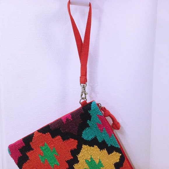 Grace & Lace Western Aztec Rug Tapestry Wristlet Clutch 11x9 Zipper - Picture 6 of 9